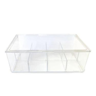 Imagem de Organizador Para Sachês Açúcar Caixa Com 8 Divisórias E Tampa Acrílico