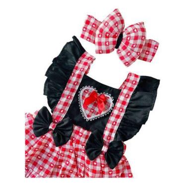 Imagem de Jardineira Romper Body Festa Junina Xadrez Roupa De Bebe Top - Mimos d