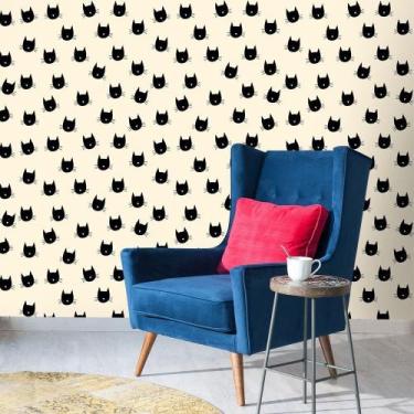 Imagem de Papel de Parede Gatos Pretos - QCola, 0,60 x 2,50 metros