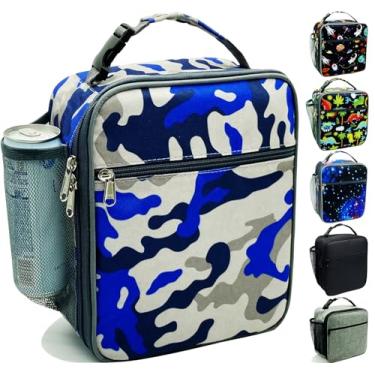 Imagem de Kulle Lancheira infantil, lancheira isolada para meninos e meninas, lancheira congelável, lancheira reutilizável para escola, trabalho, ar livre (camuflagem)