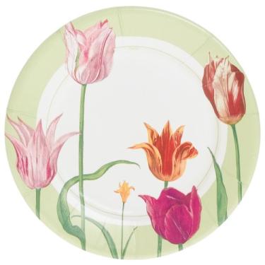 Imagem de Conjunto de 8 pratos de salada de papel Entertaining with Caspari Tulipa, verde
