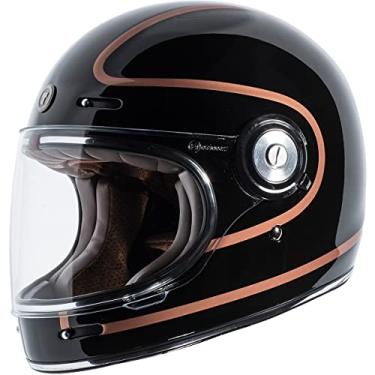 Imagem de TORC T1 Motocicleta estilo capacete retrô unissex adulto (fibra de carbono, preto fosco, médio)