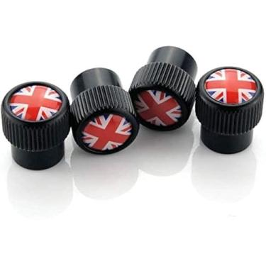 Imagem de Heinmo Union Jack Flag Tampas de haste de válvula de pneu para Cooper R55 R56 R57 R58 R60 R61 F55 F56, Universal para a maioria dos carros, 4 peças
