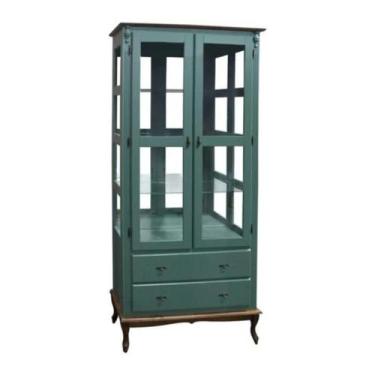 Imagem de Cristaleira 205x100cm 2 Portas +2Gavetas + Prateleiras Vidro, Espelho 