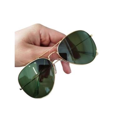 Imagem de Óculos De Sol Aviador Dourado Verde G15 Clássico Unissex Lentes De Cri