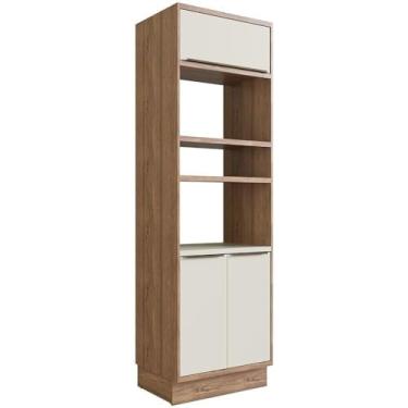 Imagem de Torre Quente Cozinha Modular 100% Mdf Édez Uno, 3 Portas, Off White e Louro Freijó