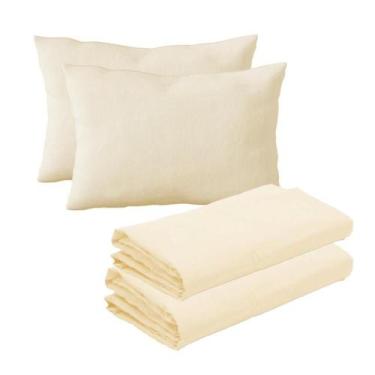 Imagem de Kit 2 Lençóis Mini Cama e 2 Fronhas Malha 100% Algodão Cru Arrumadinho