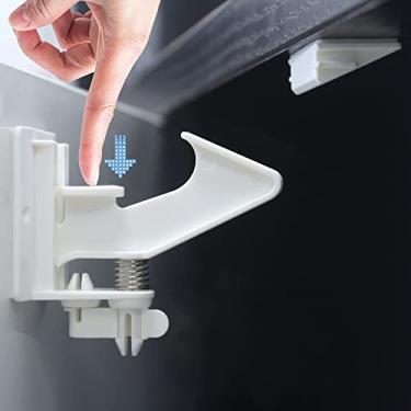 Imagem de vmaisi 10 Pacotes de Fechaduras de Armário Mais Longas de 3,5 Polegadas para Bebês Travas de Segurança Infantil - Trava de Gaveta de Armários À Prova de Bebês com Adesivo de Fácil Instalação