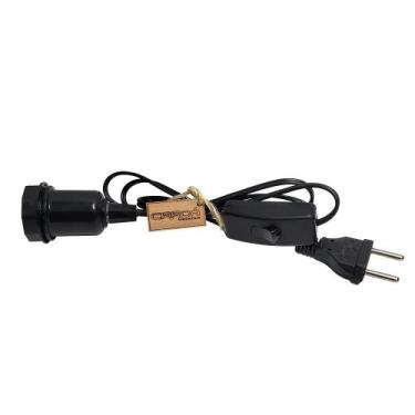 Imagem de Cabo Abajur 1,2m Com Interruptor Liga/Desliga Bivolt Preto - Caroá