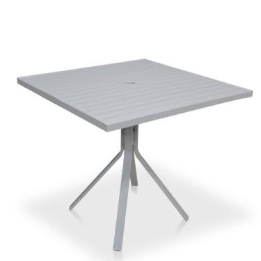 Imagem de Mesa Para Área Externa, Gourmet, Jardim Com Tampo Em Alumínio Ripado -