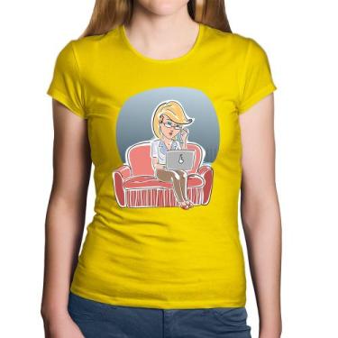 Imagem de Baby Look Algodão Home Office - Foca na Moda, Amarelo, M