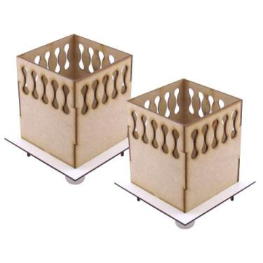 Imagem de 2 Cachepot Bandeja Provençal Linha Premium - Mdf Branco - Modernarte, 