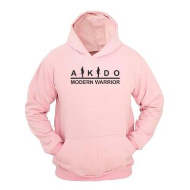 Imagem de Moletom Masculino Canguru Ragor Estampa Aikido Moderno Capuz, Rosa, M