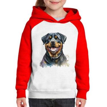 Imagem de Moletom Infantil Cachorro Rottweiler - Foca na Moda, Branco, Vermelho,