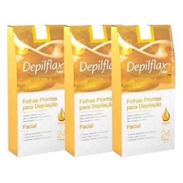 Imagem de Kit 3 Caixas Folhas Prontas Cera Depilatória Depilação Facial Depilfla