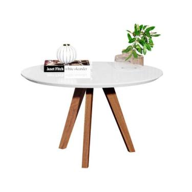 Imagem de Mesa Centro Dubai Redonda Decorativa Sala Estar Pés Madeira - DVC Hous