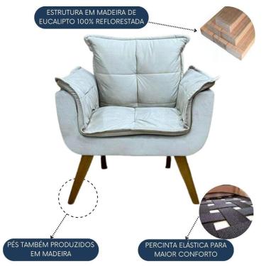 Imagem de Poltrona Pes em Madeira Moderna Para Sala Quarto Escritorio