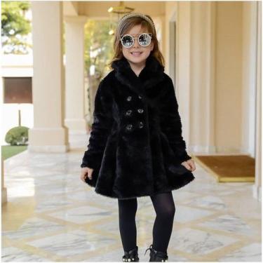Imagem de Casaco Sobretudo Infantil de Pelinho - innvistamoda, 4, Preto