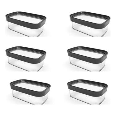 Imagem de Kit 6 Potes Herméticos Lanche Escolar  Lancheira 450ml - helsim, Preto