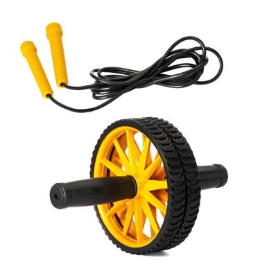 Imagem de Kit Corda Pular + Roda Abdominal Fitness Academia Profissional-Unissex