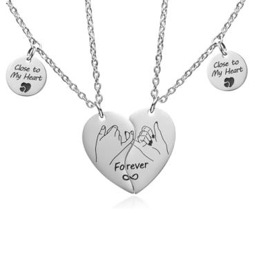 Imagem de Pholidof Conjunto de colar de amizade para 2, presentes de casal para ele e ela, colar com pingente de coração para adolescentes, mulheres, homens, melhor amigo, conjunto com 2 berloques de dia dos