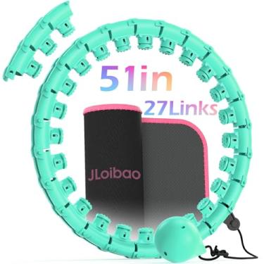 Imagem de JLoibao círculo de hula ponderado para perda de peso de adultos, aro de fitness infinito plus size 51 polegadas com cinto de suor, inclui 27 elos destacáveis ​​e treinador de cintura para mu