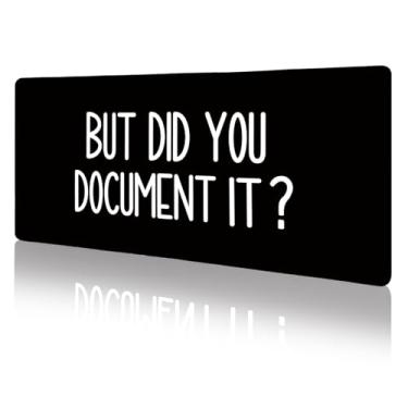 Imagem de LIMKRIAN Tapete de mouse preto grande, tapete de mesa extra para jogos com bordas costuradas, antiderrapante, mouse pad para desktop, mas você documentou acessórios de mesa de escritório em casa,