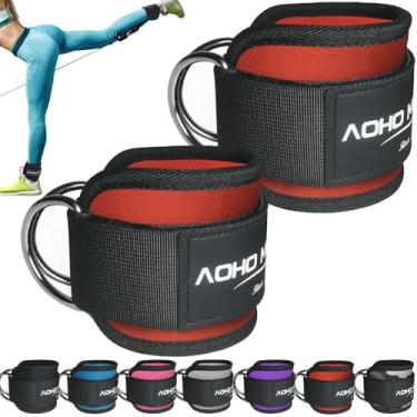 Imagem de AOHO MOOON Alça de tornozelo para acessórios de máquina de cabo, acessórios de academia para mulheres e homens, punhos de neoprene no tornozelo para glúteos, exercícios de perna e exercícios de