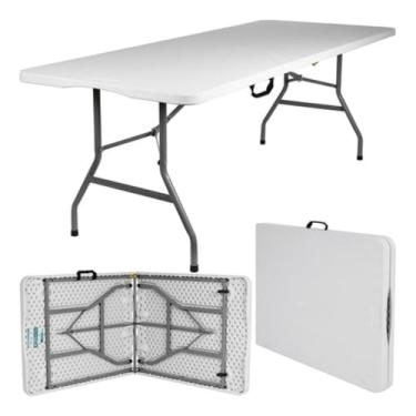 Imagem de MESA DOBRAVEL 1,83M GIGANTE VIRA MALETA 400KG CAMPING PRAIA DJ FESTA MULTIUSO COM ALÇA PROFISSIONAL
