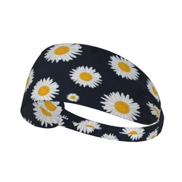 Imagem de DSSWTP Faixa de cabelo floral de margarida de girassol moda esportiva faixas de cabelo para ioga para fitness elástico atlético antiderrapante absorvente lenço de cabeça para homens mulheres meninas