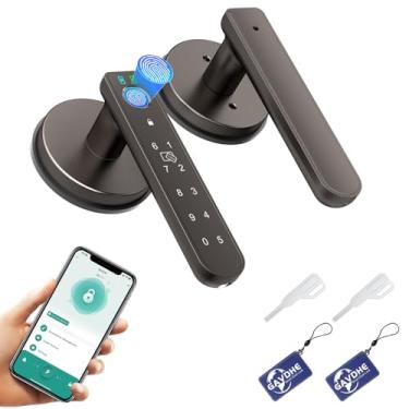 Imagem de Gavdhe Fechadura de porta com impressão digital, maçaneta de porta inteligente com entrada sem chave, fechadura biométrica com controle de aplicativo de teclado, fácil instalação para casa, quarto,
