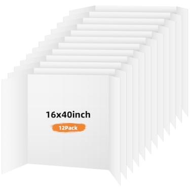 Imagem de Somime Pacote com 4 quadros de pôster com três dobras, quadro de apresentação branco de 40,6 x 102 cm, quadro de exibição portátil para feira de ciências, projetos de bricolagem escolar e exposições