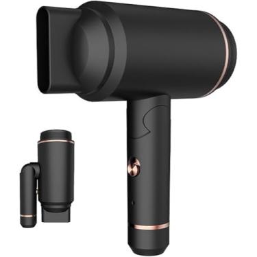 Imagem de Secador de cabelo recarregável sem fio, secador de cabelo dobrável para viagem, mini secador de cabelo com ar quente/frio USB, para mulheres, ids, acampamento, praias, preto
