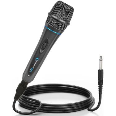 Imagem de Microfone portátil profissional com processamento digital, construção de aço, máquina de cantar, microfone com fio DJ, cabo de 3 m incluído, XLR a 0,6 cm, para karaokê, casamento, festa, igreja