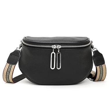 Imagem de Pochete feminina com cintura acolchoada de poliuretano, bolsas transversais com rebites e borla, Preto 01, Small, Hobo