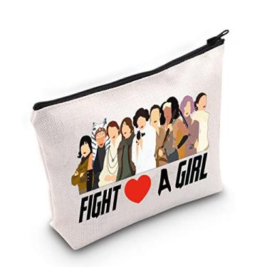 Imagem de BWWKTOP Princesa Leia Bolsa de Maquiagem Cosmética Estrela da Morte para Fãs de Filmes Presente Bolsa com Zíper para Mulheres, Fight Girl, Bolsa cosmética