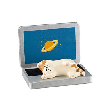 Imagem de Suillty Adorável gato deitado no notebook, suporte para celular, animal de mesa, suporte para smartphone, decoração de mesa