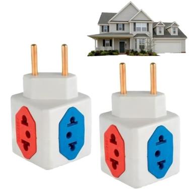 Imagem de Benjamin Kit 2 Tomadas Adaptador Cubo 3d Bivolt Universal, 4 Entradas, Plug Padrão 3 Pinos 10a 20a Múltiplas Cores Resistente, Microondas (2)