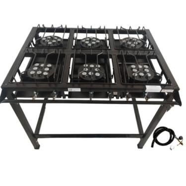 Imagem de Fogão 6 Bocas Industrial Alta Pressão Caulim c/ Pés de Borracha com Ma