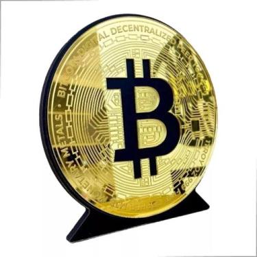 Imagem de Criptomoedas Decorativas 3d Bitcoin 16cm Mdf E Acrílico - CNC Sorocaba