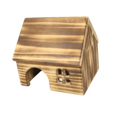 Imagem de Bothyi Hamster hamster de madeira Habitat de animais de estimação suprimentos de pequenos animais Hideaway House Cage Acessórios para chinchilla pequenos, S