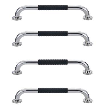 Imagem de Barra de Apoio 30cm Inox Suporte Antiderrapante Banheiro Box Kit 4 unidades Idoso Deficiente Quarto Acessibilidade Segurança