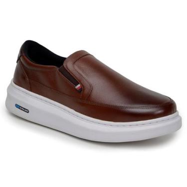Imagem de Tênis Masculino Sapato Em Couro Slip On Iate Leve Macio - Parra Boots,