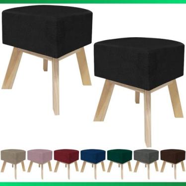 Imagem de Kit 2 Puff Banqueta Decorativo Para Sala Quadrado Multiuso Pés de Made