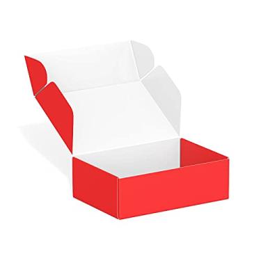 Imagem de Pacote com 50 caixas de transporte de 10 x 15 x 5 cm, caixas de papelão ondulado, caixas de presente de envio para pequenas empresas, para embalagem - TONESPAC (10 x 15 x 5 cm, vermelho)