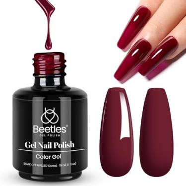 Imagem de Esmalte de gel vermelho escuro Beetles 15 ml totalmente marrom vermelho outono gel esmalte imerso arte manicure salão de beleza DIY design em casa presentes para mulheres