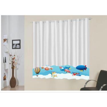 Imagem de Cortina Infantil para Quarto 2,20 x 1,40 Aviões - Casa Home