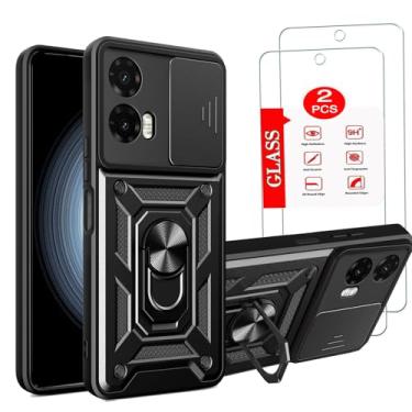 Imagem de Capa para Motorola Moto G24 Power com [pacote com 2] protetor de tela de vidro temperado, para Moto G24 Power, capa resistente [grau militar] protetora, com lente protege o anel magnético suporte