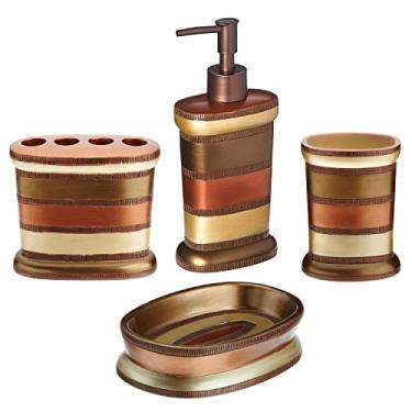 Imagem de Zahari Home Conjunto De Acessórios De Banheiro Elegantes E Contemporâneos De 4 Peças, Dispensador De Sabão Para Chuveiro, Copo, Porta-Escovas De Dentes E Porta-Sabonete, Decoração Contemporânea De L