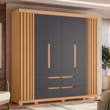 Imagem de Guarda-roupa 6 Portas + 4 Gavetas Doble Casal Freijó/Titanium